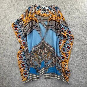 Patrons of Peace Short Sleeve Kimono Chiffon Boho Aztec Southwestern Women's M/L